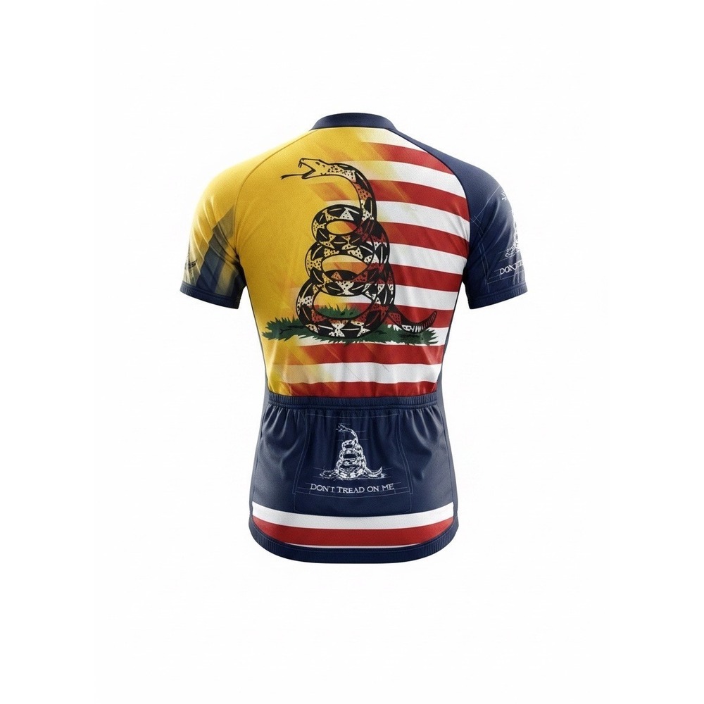 Mens Gadsden Flag Dont Tread On Me Cycling Jersey American Flag Patriotic Blue L - Picture 2 of 8